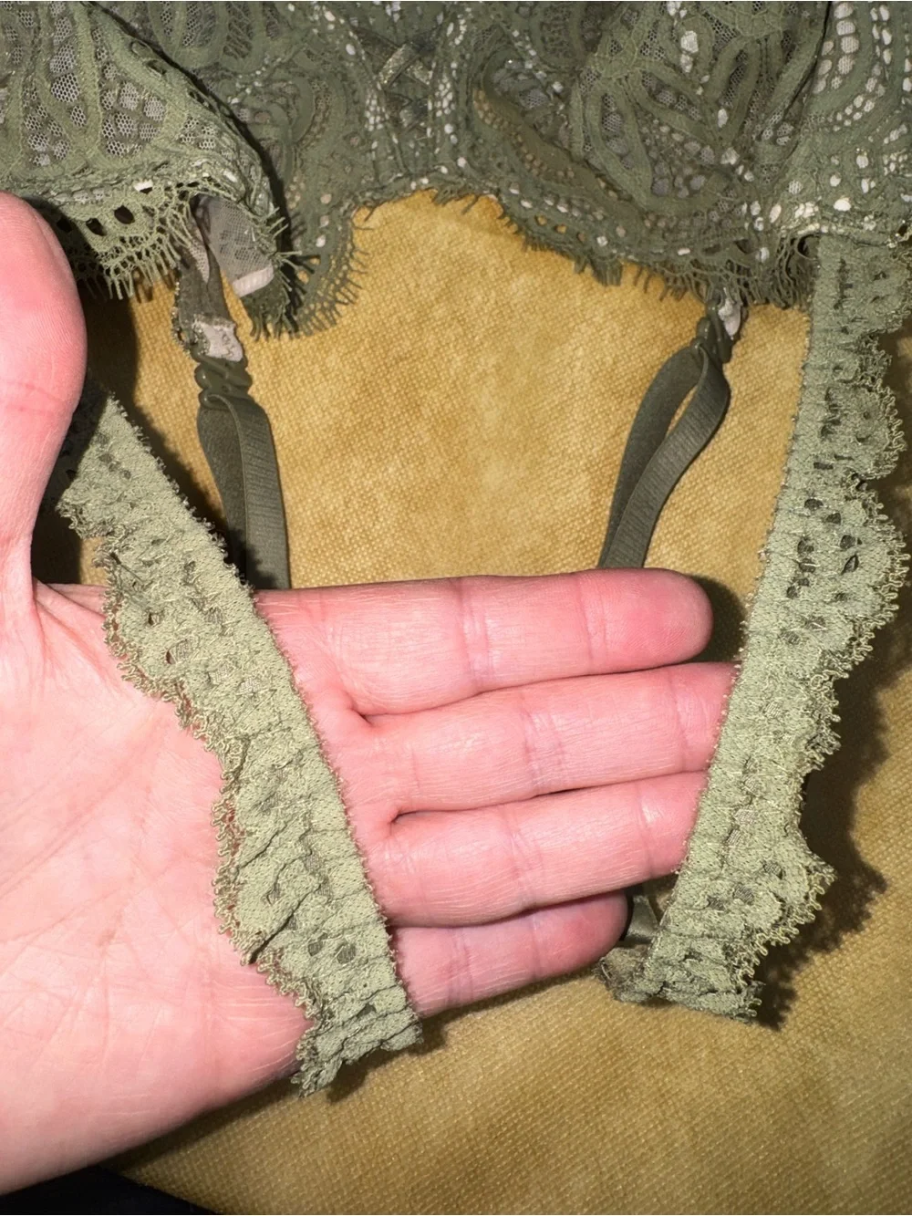 Lace Underwire Bralette in Olive Green